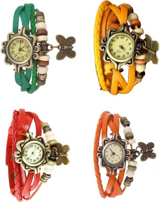 NS18 Vintage Butterfly Rakhi Combo of 4 Green, Red, Yellow And Orange Analog Watch  - For Women   Watches  (NS18)