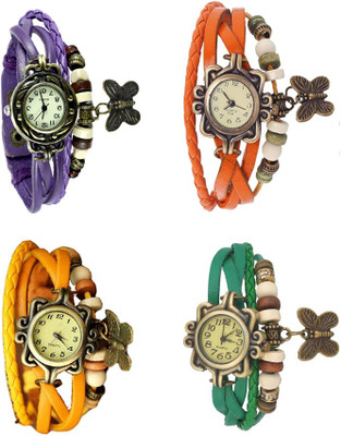 

Kissu Vintage Rakhi Combo of 4 Purple, Yellow, Orange And Green Watch - For Women