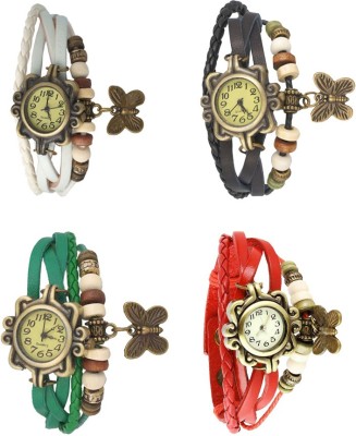 NS18 Vintage Butterfly Rakhi Combo of 4 White, Green, Black And Red Analog Watch  - For Women   Watches  (NS18)