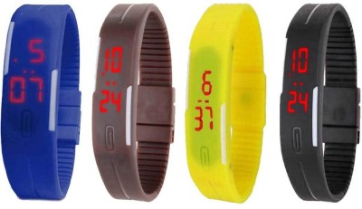 NS18 Silicone Led Magnet Band Combo of 4 Blue, Brown, Yellow And Black Digital Watch  - For Boys & Girls   Watches  (NS18)