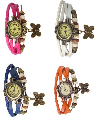 NS18 Vintage Butterfly Rakhi Combo of 4 Pink, Blue, White And Orange Analog Watch  - For Women   Watches  (NS18)
