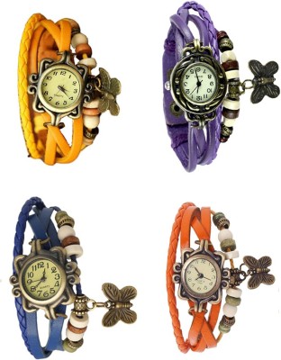 NS18 Vintage Butterfly Rakhi Combo of 4 Yellow, Blue, Purple And Orange Analog Watch  - For Women   Watches  (NS18)