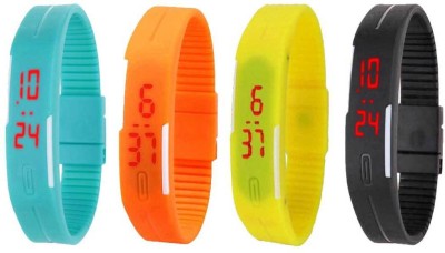 NS18 Silicone Led Magnet Band Combo of 4 Sky Blue, Orange, Yellow And Black Digital Watch  - For Boys & Girls   Watches  (NS18)