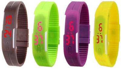 NS18 Silicone Led Magnet Band Combo of 4 Brown, Green, Purple And Yellow Digital Watch  - For Boys & Girls   Watches  (NS18)