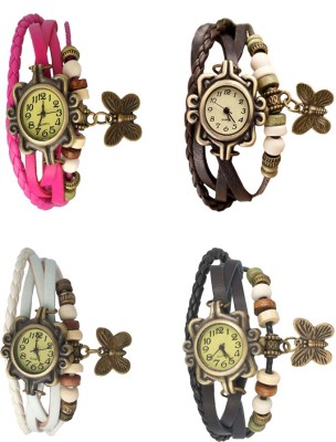 NS18 Vintage Butterfly Rakhi Combo of 4 Pink, White, Brown And Black Analog Watch  - For Women   Watches  (NS18)