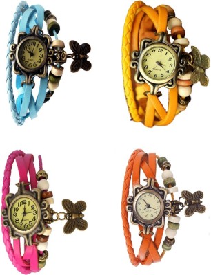 NS18 Vintage Butterfly Rakhi Combo of 4 Sky Blue, Pink, Yellow And Orange Analog Watch  - For Women   Watches  (NS18)