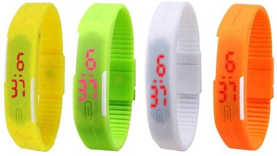 NS18 Silicone Led Magnet Band Combo of 4 Yellow, Green, White And Orange Digital Watch  - For Boys & Girls   Watches  (NS18)