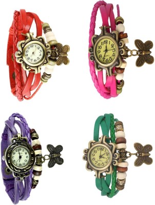NS18 Vintage Butterfly Rakhi Combo of 4 Red, Purple, Pink And Green Analog Watch  - For Women   Watches  (NS18)