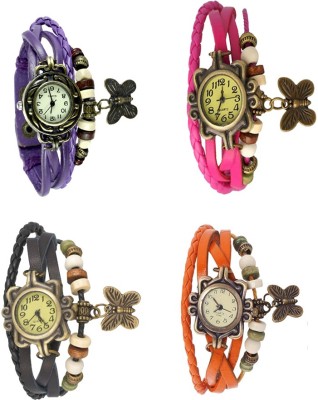 NS18 Vintage Butterfly Rakhi Combo of 4 Purple, Black, Pink And Orange Analog Watch  - For Women   Watches  (NS18)