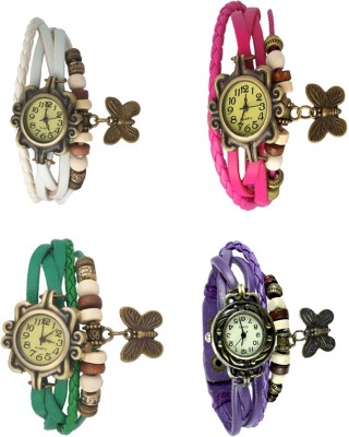 NS18 Vintage Butterfly Rakhi Combo of 4 White, Green, Pink And Purple Analog Watch  - For Women   Watches  (NS18)
