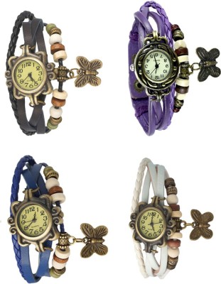 NS18 Vintage Butterfly Rakhi Combo of 4 Black, Blue, Purple And White Analog Watch  - For Women   Watches  (NS18)