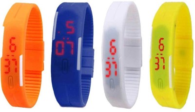 NS18 Silicone Led Magnet Band Combo of 4 Orange, Blue, White And Yellow Digital Watch  - For Boys & Girls   Watches  (NS18)