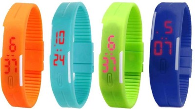 NS18 Silicone Led Magnet Band Combo of 4 Orange, Sky Blue, Green And Blue Digital Watch  - For Boys & Girls   Watches  (NS18)