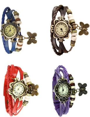 NS18 Vintage Butterfly Rakhi Combo of 4 Blue, Red, Brown And Purple Analog Watch  - For Women   Watches  (NS18)