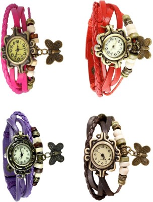 NS18 Vintage Butterfly Rakhi Combo of 4 Pink, Purple, Red And Brown Analog Watch  - For Women   Watches  (NS18)
