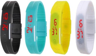 NS18 Silicone Led Magnet Band Combo of 4 Black, Sky Blue, Yellow And White Digital Watch  - For Boys & Girls   Watches  (NS18)