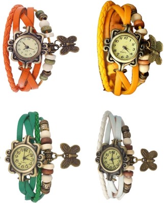 NS18 Vintage Butterfly Rakhi Combo of 4 Orange, Green, Yellow And White Analog Watch  - For Women   Watches  (NS18)