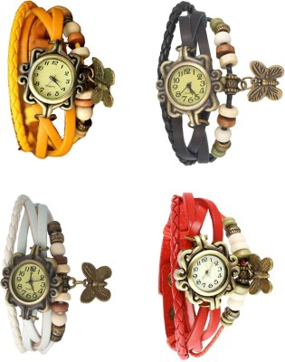 NS18 Vintage Butterfly Rakhi Combo of 4 Yellow, White, Black And Red Analog Watch  - For Women   Watches  (NS18)