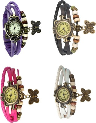 NS18 Vintage Butterfly Rakhi Combo of 4 Purple, Pink, Black And White Analog Watch  - For Women   Watches  (NS18)