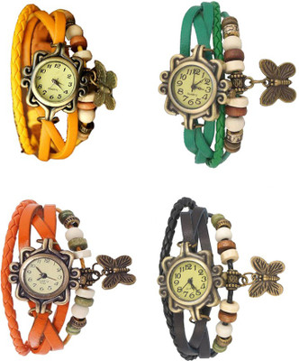 

Kissu Vintage Rakhi Combo of 4 Yellow, Orange, Green And Black Watch - For Women
