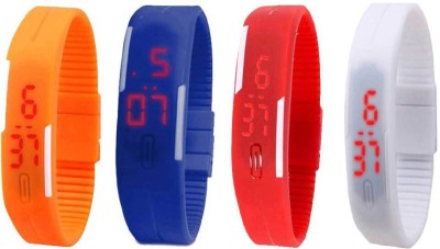 NS18 Silicone Led Magnet Band Combo of 4 Orange, Blue, Red And White Digital Watch  - For Boys & Girls   Watches  (NS18)
