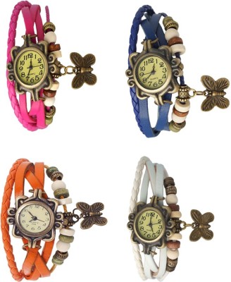 NS18 Vintage Butterfly Rakhi Combo of 4 Pink, Orange, Blue And White Analog Watch  - For Women   Watches  (NS18)
