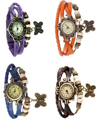 NS18 Vintage Butterfly Rakhi Combo of 4 Purple, Blue, Orange And Brown Analog Watch  - For Women   Watches  (NS18)