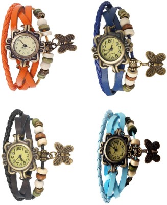 NS18 Vintage Butterfly Rakhi Combo of 4 Orange, Black, Blue And Sky Blue Analog Watch  - For Women   Watches  (NS18)