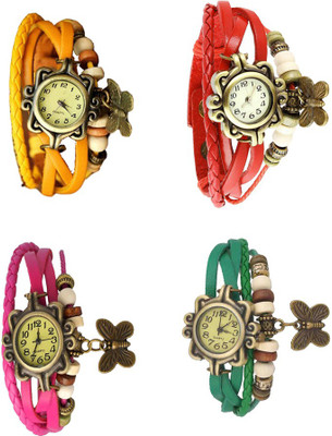 

Kissu Vintage Rakhi Combo of 4 Yellow, Pink, Red And Green Watch - For Women