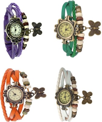 NS18 Vintage Butterfly Rakhi Combo of 4 Purple, Orange, Green And White Analog Watch  - For Women   Watches  (NS18)