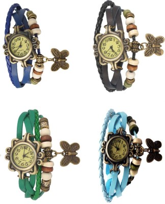 NS18 Vintage Butterfly Rakhi Combo of 4 Blue, Green, Black And Sky Blue Analog Watch  - For Women   Watches  (NS18)