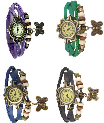 

Kissu Vintage Rakhi Combo of 4 Purple, Blue, Green And Black Watch - For Women