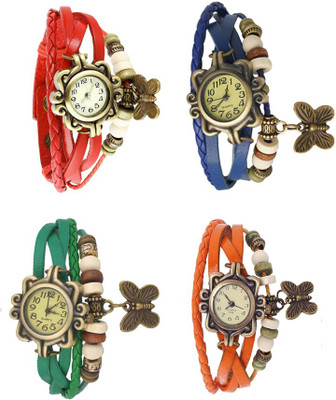 

Kissu Vintage Rakhi Combo of 4 Red, Green, Blue And Orange Watch - For Women