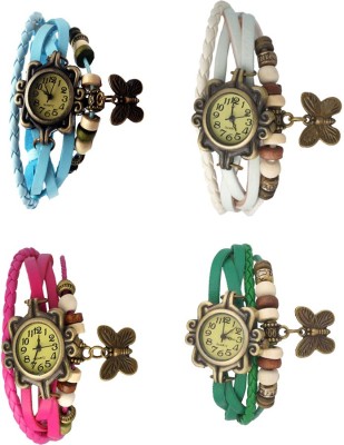 NS18 Vintage Butterfly Rakhi Combo of 4 Sky Blue, Pink, White And Green Analog Watch  - For Women   Watches  (NS18)