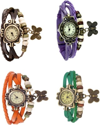 NS18 Vintage Butterfly Rakhi Combo of 4 Brown, Orange, Purple And Green Analog Watch  - For Women   Watches  (NS18)