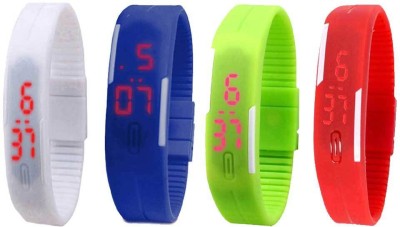 NS18 Silicone Led Magnet Band Watch Combo of 4 White, Blue, Green And Red Digital Watch  - For Couple   Watches  (NS18)