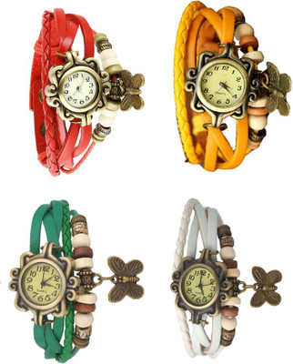 

NS18 Vintage Butterfly Rakhi Combo of 4 Red, Green, Yellow And White Watch - For Women