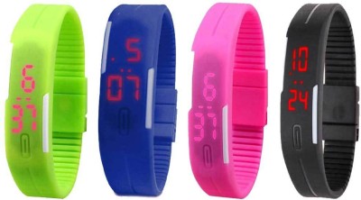 NS18 Silicone Led Magnet Band Combo of 4 Green, Blue, Pink And Black Digital Watch  - For Boys & Girls   Watches  (NS18)