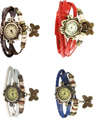 NS18 Vintage Butterfly Rakhi Combo of 4 Brown, White, Red And Blue Analog Watch  - For Women   Watches  (NS18)