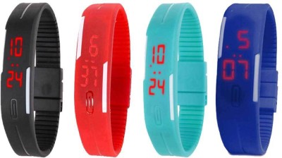 NS18 Silicone Led Magnet Band Combo of 4 Black, Red, Sky Blue And Blue Digital Watch  - For Boys & Girls   Watches  (NS18)