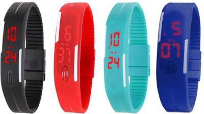 NS18 Silicone Led Magnet Band Combo of 4 Black, Red, Sky Blue And Blue Digital Watch  - For Boys & Girls   Watches  (NS18)