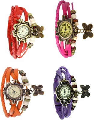 NS18 Vintage Butterfly Rakhi Combo of 4 Red, Orange, Pink And Purple Analog Watch  - For Women   Watches  (NS18)