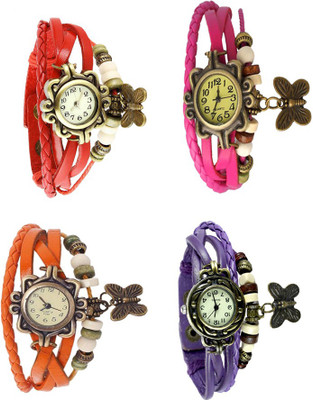 

Kissu Vintage Rakhi Combo of 4 Red, Orange, Pink And Purple Watch - For Women