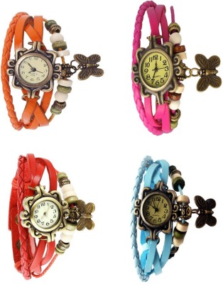 NS18 Vintage Butterfly Rakhi Combo of 4 Orange, Red, Pink And Sky Blue Analog Watch  - For Women   Watches  (NS18)