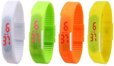 NS18 Silicone Led Magnet Band Combo of 4 White, Green, Orange And Yellow Watch  - For Boys & Girls   Watches  (NS18)