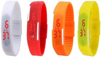 NS18 Silicone Led Magnet Band Combo of 4 White, Red, Orange And Yellow Digital Watch  - For Boys & Girls   Watches  (NS18)