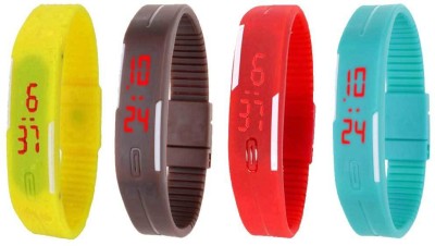 NS18 Silicone Led Magnet Band Watch Combo of 4 Yellow, Brown, Red And Sky Blue Digital Watch  - For Couple   Watches  (NS18)