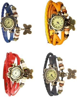 NS18 Vintage Butterfly Rakhi Combo of 4 Blue, Red, Yellow And Black Analog Watch  - For Women   Watches  (NS18)
