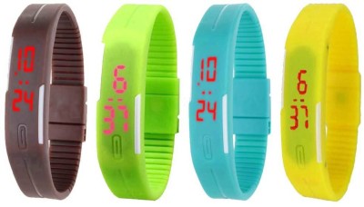 NS18 Silicone Led Magnet Band Combo of 4 Brown, Green, Sky Blue And Yellow Digital Watch  - For Boys & Girls   Watches  (NS18)