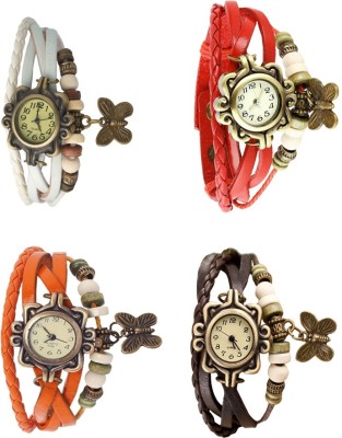 NS18 Vintage Butterfly Rakhi Combo of 4 White, Orange, Red And Brown Analog Watch  - For Women   Watches  (NS18)